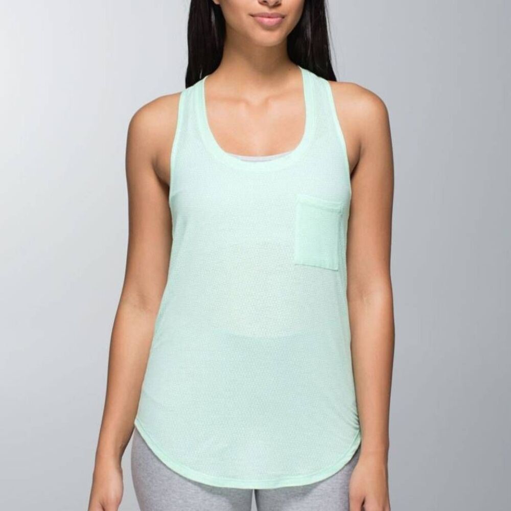 Lululemon Yogi Racer Tank Double Diamond Burnout Fresh Teal